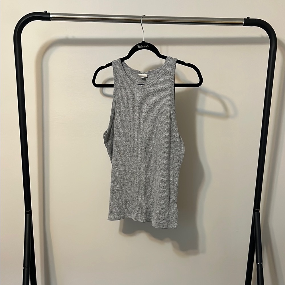 A New Day Gray Fitted Sleeveless Tank Top